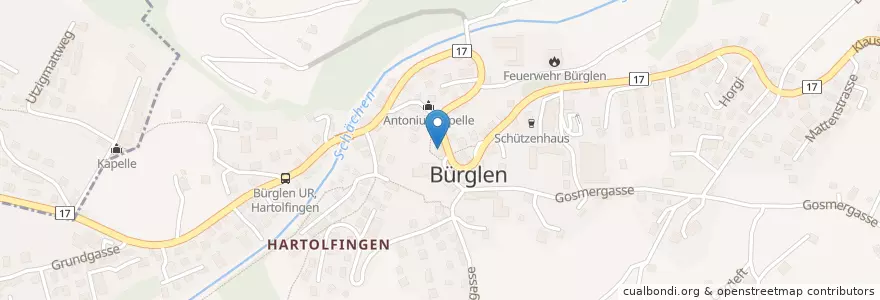 Mapa de ubicacion de Restaurant Tell en سوئیس, Uri, Bürglen (Ur).
