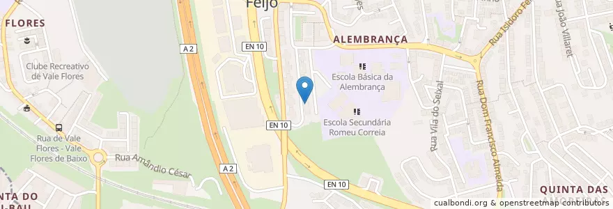 Mapa de ubicacion de Altamente en پرتغال, Área Metropolitana De Lisboa, ستوبال, Península De Setúbal, Almada, Laranjeiro E Feijó.
