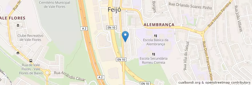 Mapa de ubicacion de Farmácia Sacoor do Feijó en Portugal, Área Metropolitana De Lisboa, Setúbal, Península De Setúbal, Almada, Laranjeiro E Feijó.