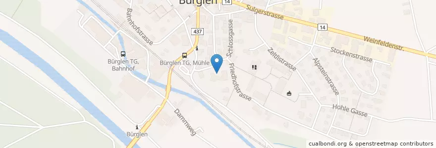 Mapa de ubicacion de Primarschule en Schweiz/Suisse/Svizzera/Svizra, Thurgau, Bezirk Weinfelden, Bürglen (Tg).