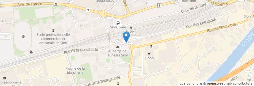Mapa de ubicacion de Gare de Sion Sud en 瑞士, Valais/Wallis, Sion, Sion.