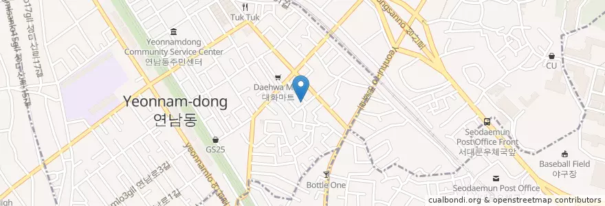 Mapa de ubicacion de 도쿄빙수 en Zuid-Korea, Seoel, 마포구, 연남동, 연희동.