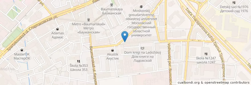 Mapa de ubicacion de Пьяный Дятел en Rusia, Distrito Federal Central, Москва, Distrito Administrativo Central, Басманный Район.
