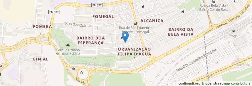 Mapa de ubicacion de Casa dos toresmos en پرتغال, Área Metropolitana De Lisboa, ستوبال, Península De Setúbal, Almada, Caparica E Trafaria.