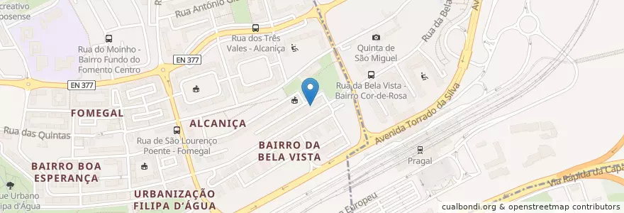 Mapa de ubicacion de Minigrula en البرتغال, Área Metropolitana De Lisboa, شطوبر, شبه جزيرة شطوبر, Almada, Caparica E Trafaria.