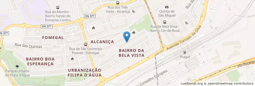 Mapa de ubicacion de Silveira en ポルトガル, Área Metropolitana De Lisboa, Setúbal, Península De Setúbal, Almada, Caparica E Trafaria.