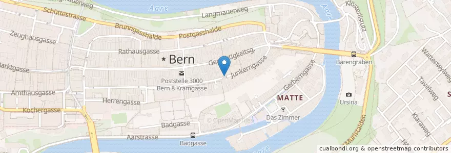 Mapa de ubicacion de Junkerngasse en Suiza, Berna, Verwaltungsregion Bern-Mittelland, Verwaltungskreis Bern-Mittelland, Bern.