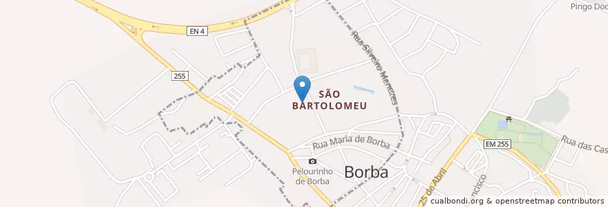 Mapa de ubicacion de São Bartolomeu en Portugal, Alentejo, Évora, Alentejo Central, Borba, Matriz, São Bartolomeu.