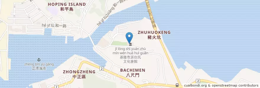 Mapa de ubicacion de 阿根納原住民餐廳 en 타이완, 타이완성, 지룽 시, 중정 구.