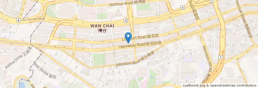 Mapa de ubicacion de 源記餐廳 Yuen Kee Restaurant en چین, گوانگ‌دونگ, هنگ‌کنگ, جزیره هنگ کنگ, 新界 New Territories, 灣仔區 Wan Chai District.