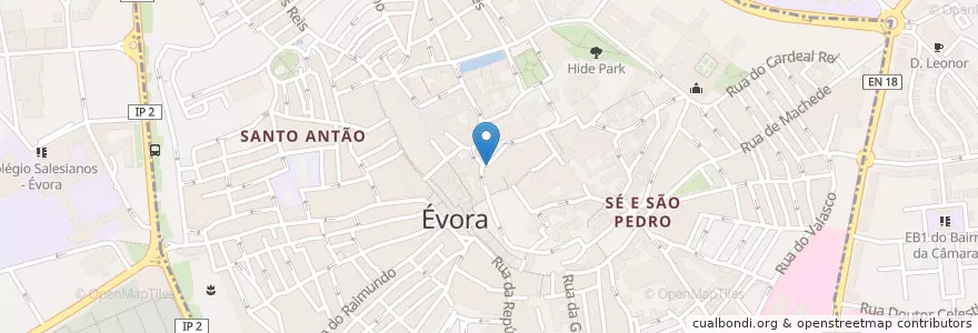 Mapa de ubicacion de Évora en Португалия, Алентежу, Алентежу-Сентрал, Évora, Évora, Bacelo E Senhora Da Saúde, Évora.