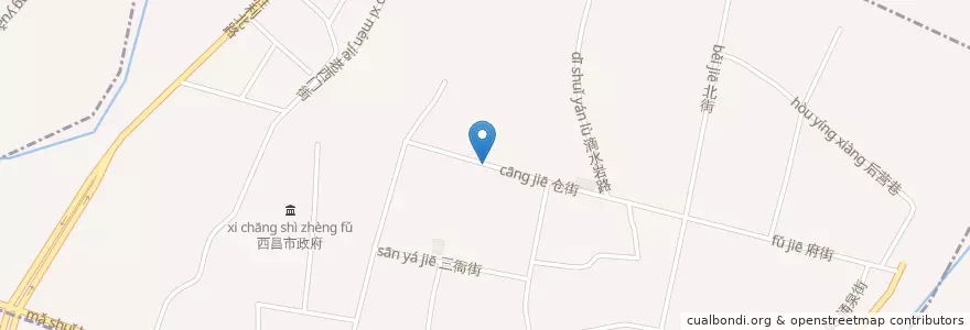 Mapa de ubicacion de 北城街道 en 중국, 쓰촨 성, 량산 이족 자치주, 西昌市, 北城街道.