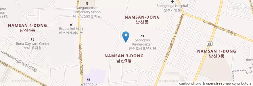 Mapa de ubicacion de 성모유치원 en كوريا الجنوبية, ديغو, 남산동.