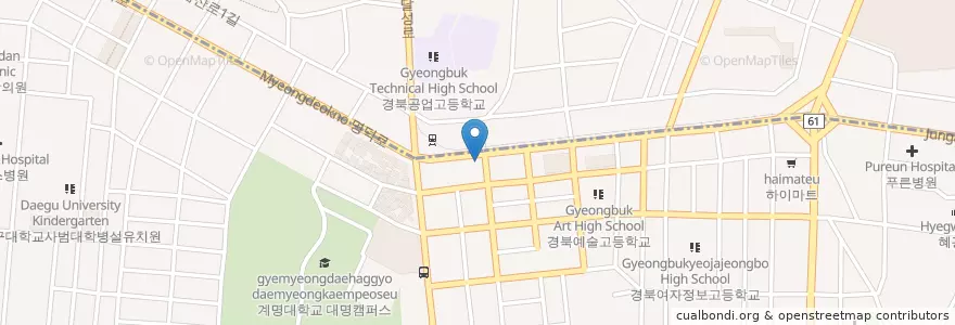 Mapa de ubicacion de 뼈마시 감자탕 부대찌개 en Corée Du Sud, Daegu, 남구, 대명동.