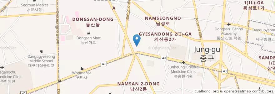 Mapa de ubicacion de 미즈 산부인과의원 en Korea Selatan, Daegu, 중구, 성내동.