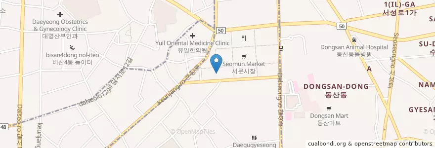 Mapa de ubicacion de 서문시장 2지구 en Südkorea, Daegu, Jung-Gu, Daesin-Dong.