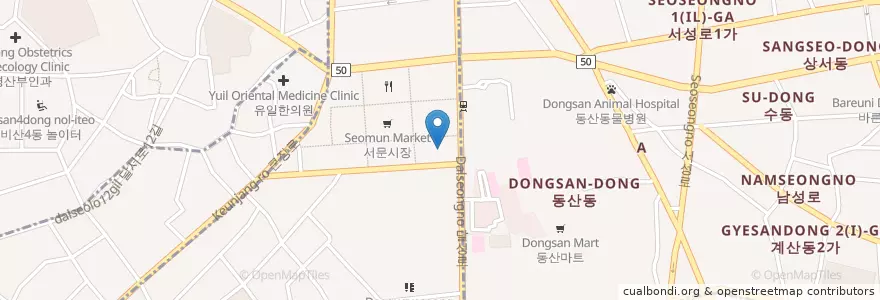 Mapa de ubicacion de 동산상가 en Corea Del Sud, Daegu, 중구, 성내동, 대신동.