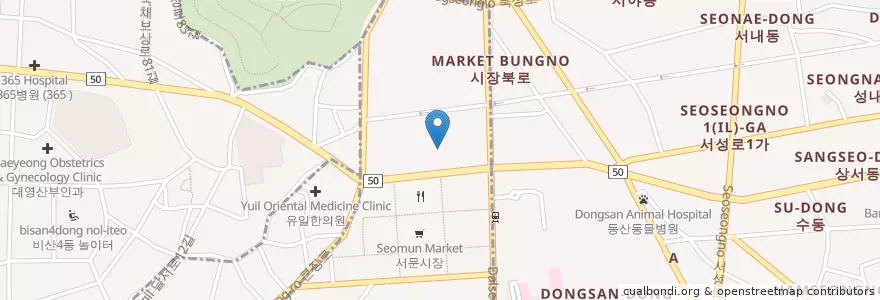 Mapa de ubicacion de 미림 돈까스 전문점 en کره جنوبی, دائجو, 중구, 성내동, 대신동.