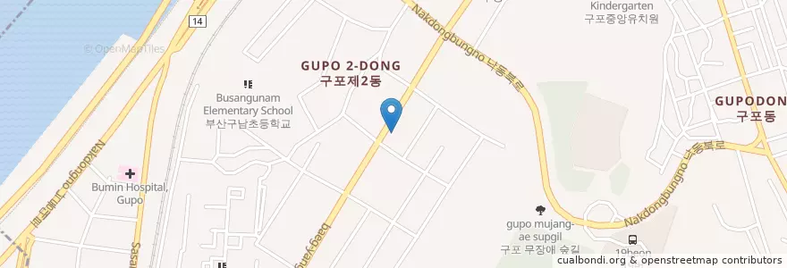 Mapa de ubicacion de 탑마트 고객주차장 en 대한민국, 부산, 북구, 구포동.