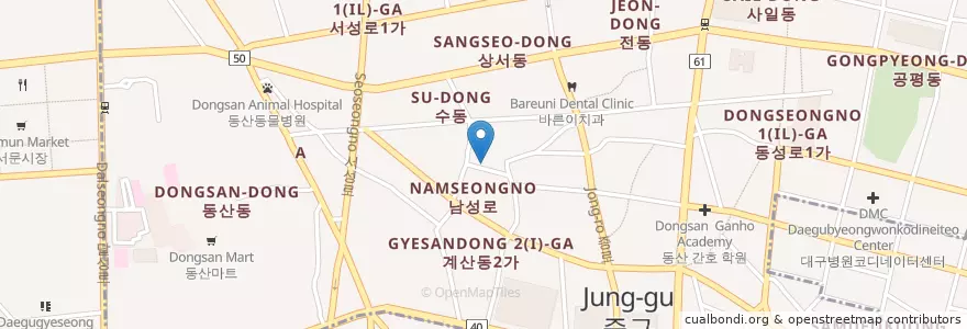 Mapa de ubicacion de 서울 삼계탕 en 대한민국, 대구, 중구, 성내동.