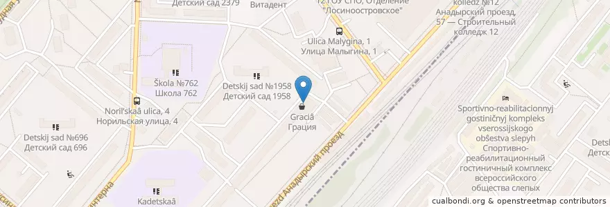 Mapa de ubicacion de Будь здоров! en Rusland, Centraal Federaal District, Moskou, Северо-Восточный Административный Округ, Лосиноостровский Район.