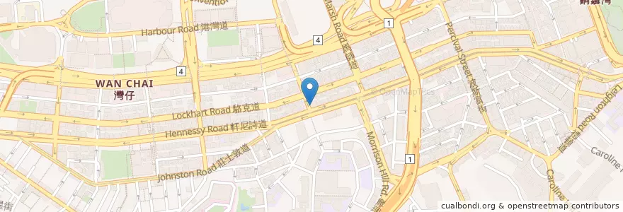 Mapa de ubicacion de Pacific Coffee en 中国, 広東省, 香港, 香港島, 新界, 灣仔區 Wan Chai District.