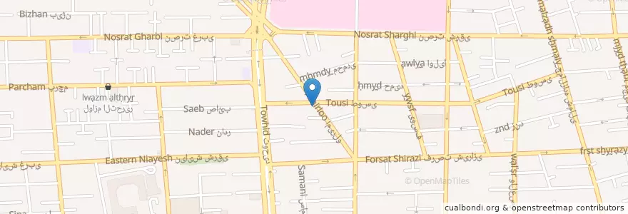 Mapa de ubicacion de بیمارستان دامپزشکی شبانه روزی خاورمیانه en İran, Tahran Eyaleti, شهرستان تهران, Tahran, بخش مرکزی شهرستان تهران.