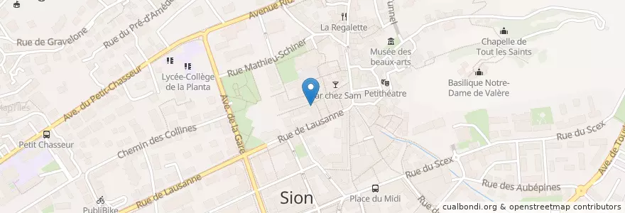 Mapa de ubicacion de Alex en Svizzera, Vallese, Sion, Sion.
