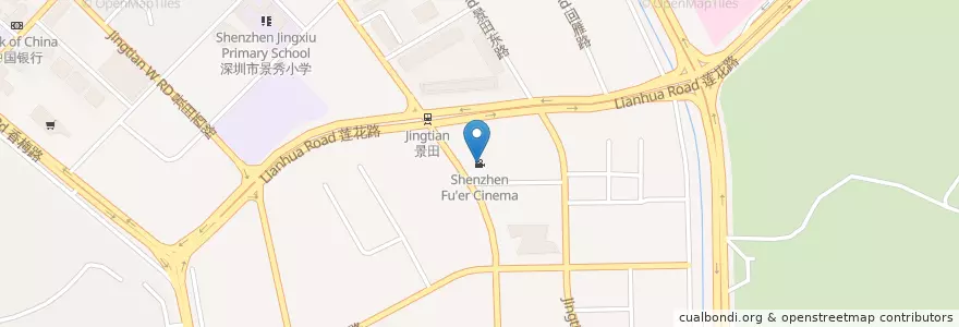 Mapa de ubicacion de Shenzhen Fu'er Cinema en China, Guangdong, Shenzhen, 福田区.