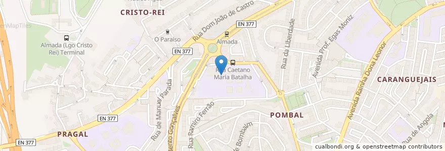 Mapa de ubicacion de Almada, Cova da Piedade, Pragal e Cacilhas en ポルトガル, Área Metropolitana De Lisboa, Setúbal, Península De Setúbal, Almada, Almada, Cova Da Piedade, Pragal E Cacilhas.