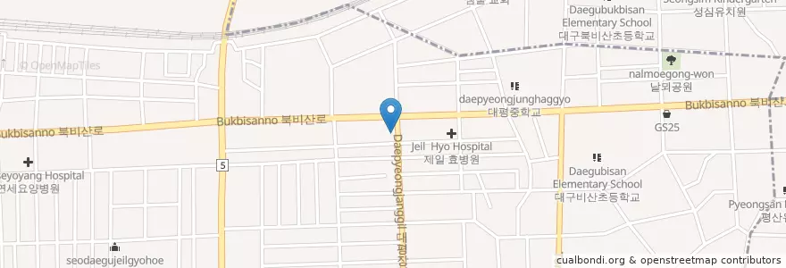 Mapa de ubicacion de 도도커피 en Korea Selatan, Daegu, 서구.