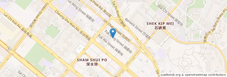 Mapa de ubicacion de 深深甜品 en چین, گوانگ‌دونگ, هنگ‌کنگ, کاولون, 新界 New Territories, 深水埗區 Sham Shui Po District.