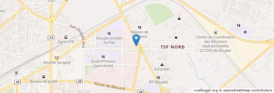 Mapa de ubicacion de Pharmacie Notre Dame de l'Espérance en コートジボワール, Vallée Du Bandama, Gbêkê.