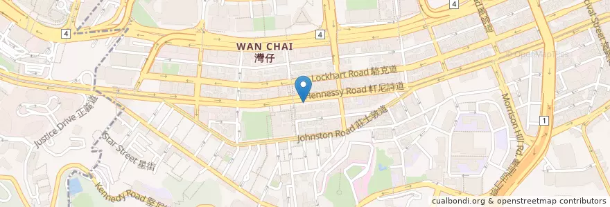 Mapa de ubicacion de 新深粥店 Sun Sum Congre en China, Guangdong, Hongkong, Hongkong, New Territories, 灣仔區 Wan Chai District.