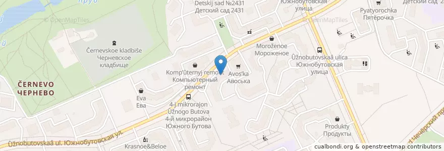 Mapa de ubicacion de Абсолют Банк en ロシア, 中央連邦管区, モスクワ, Юго-Западный Административный Округ, Район Южное Бутово.