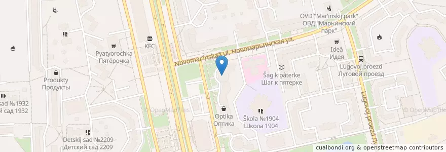 Mapa de ubicacion de Абсолют Банк en Rusya Federasyonu, Центральный Федеральный Округ, Москва, Юго-Восточный Административный Округ, Район Марьино.