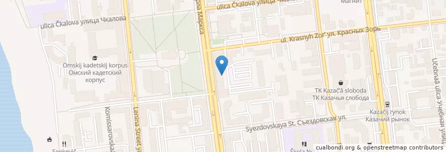 Mapa de ubicacion de Омский научный центр en Russland, Föderationskreis Sibirien, Oblast Omsk, Омский Район, Городской Округ Омск.