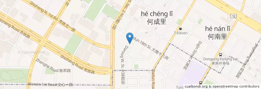 Mapa de ubicacion de 乾元中醫診所 en Taïwan, Taichung.