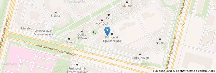 Mapa de ubicacion de Melanzana en Rusland, Северо-Западный Федеральный Округ, Oblast Leningrad, Sint-Petersburg, Приморский Район, Округ № 65.