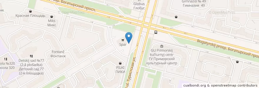 Mapa de ubicacion de Евро кебаб en Rusland, Северо-Западный Федеральный Округ, Oblast Leningrad, Sint-Petersburg, Приморский Район, Округ № 65.