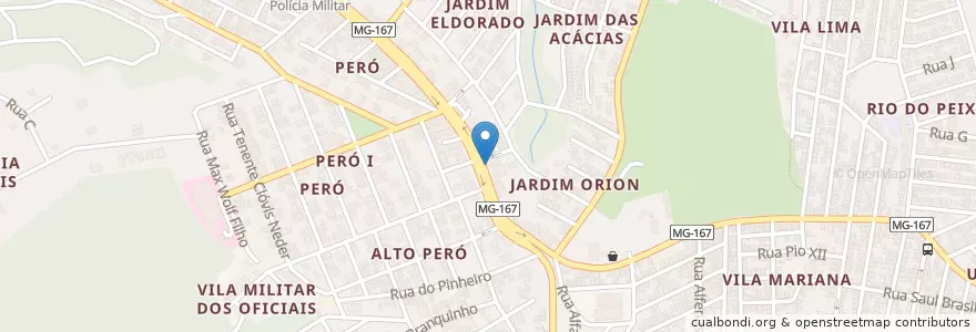 Mapa de ubicacion de Drogaria Peró en ブラジル, 南東部地域, ミナス ジェライス, Região Geográfica Intermediária De Varginha, Microrregião Varginha, Três Corações.
