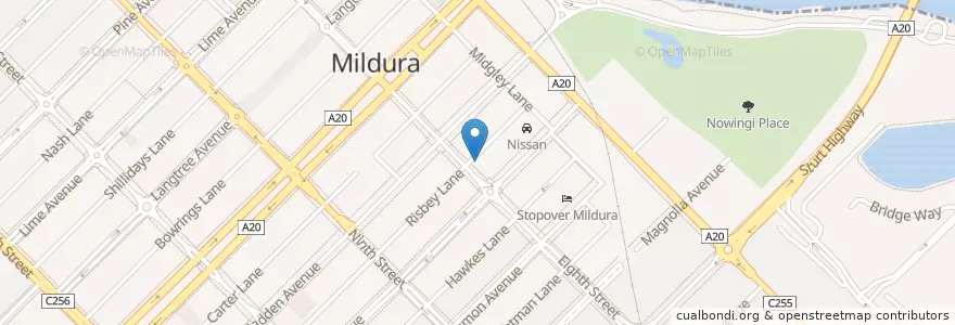 Mapa de ubicacion de Fossey's Ginporium and Distillery en Australia, Victoria, Rural City Of Mildura.