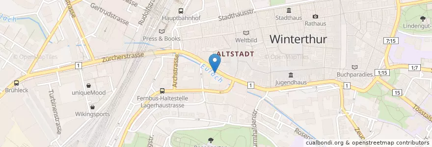 Mapa de ubicacion de Tasty Donuts & Coffee Winterthur en 스위스, 취리히, Bezirk Winterthur, Winterthur.