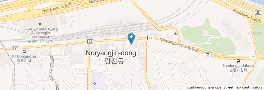 Mapa de ubicacion de 하나은행 en 대한민국, 서울, 노량진1동.