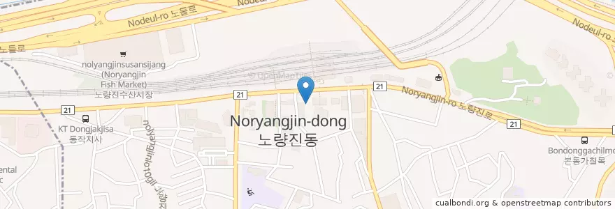 Mapa de ubicacion de 인디안 en South Korea, Seoul, Noryangjin 1(Il)-Dong.