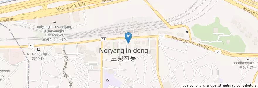 Mapa de ubicacion de 라이스가든 en Corée Du Sud, Séoul, 노량진1동.