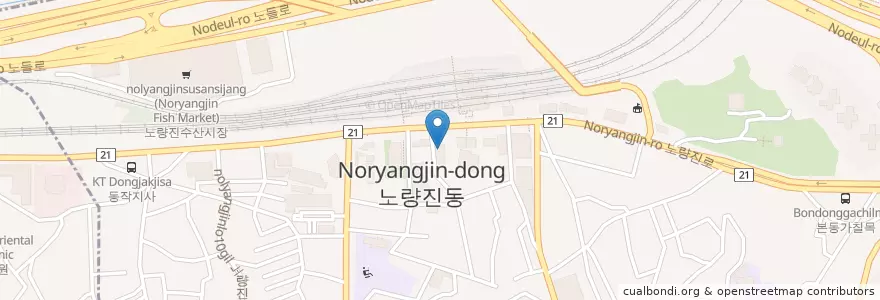Mapa de ubicacion de 아경면선 노량진점 en Corée Du Sud, Séoul, 노량진1동.