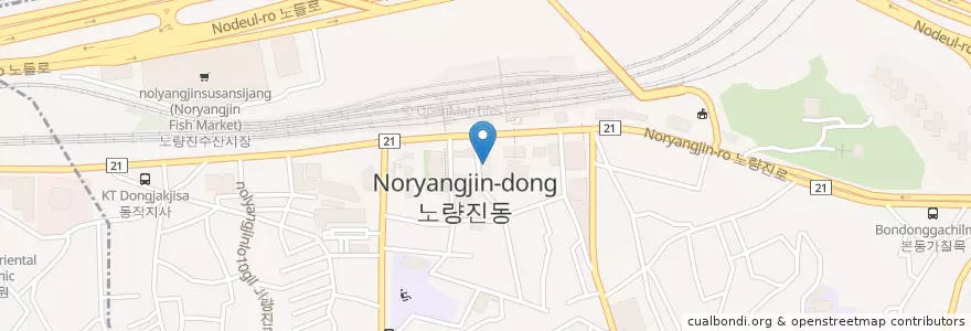 Mapa de ubicacion de 노량진뷔페 en Coreia Do Sul, Seul, 노량진1동.