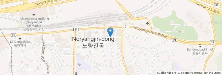 Mapa de ubicacion de 꽃게찜아구찜 en South Korea, Seoul, Noryangjin 1(Il)-Dong.