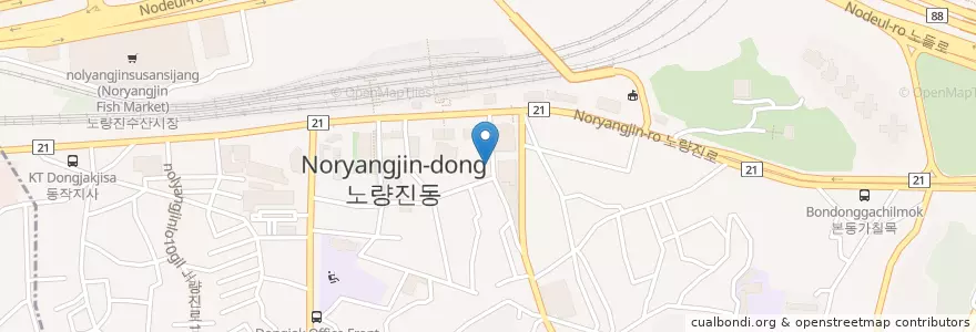 Mapa de ubicacion de 메가커피 노량진점 en Республика Корея, Сеул, 노량진1동.